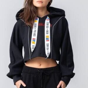 NWOT Pyer Moss x Reebok Crop Hoodie Black Small